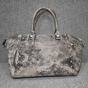 George Gina &‎ Lucy Star Shoulder Bag Black Distressed Leather Handbag